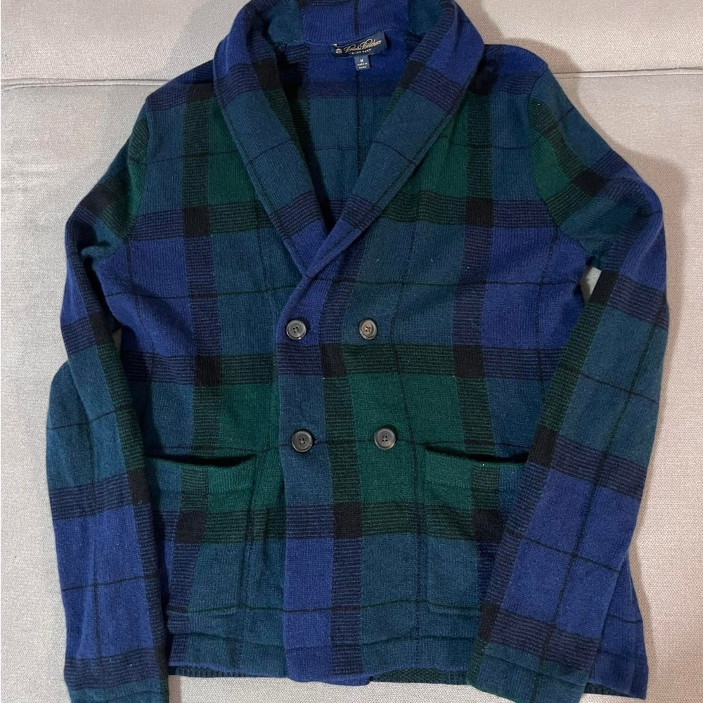 Brooks Brothers Navy Plaid cardigan